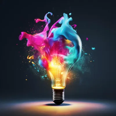Light Bulb With Paint Splashing Out Of It