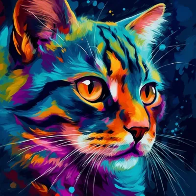 Painting Of A Colorful Cat