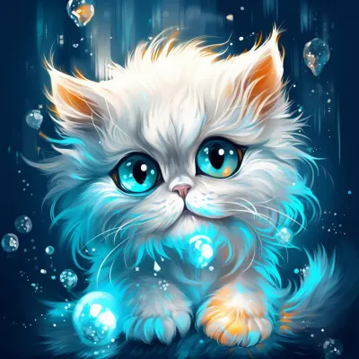 Painting Of A Kitten With Blue Eyes Fantasy
