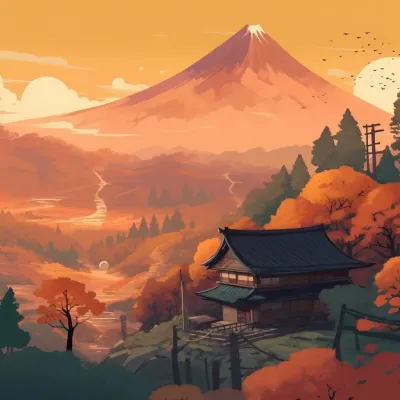 Painting Of A Landscape With A Mountain In The Background