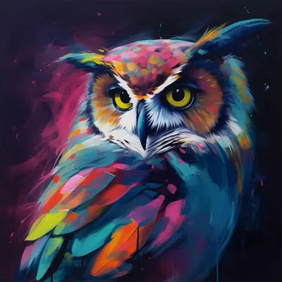Painting Of An Owl Sitting On A Branch